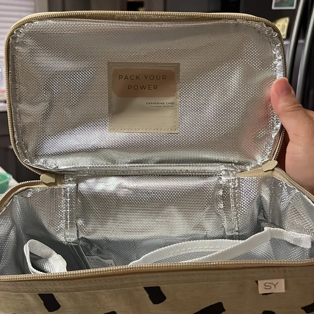 NWT "Nourish by SoYoung" Lunch Bag - Rose Gold Pinstripe - Picture 7 of 10